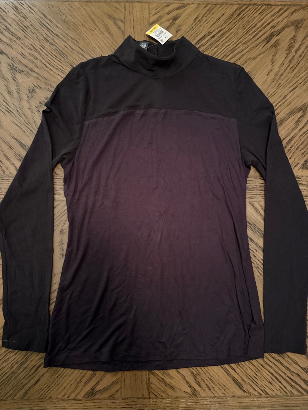 INC International Concepts Black Long Sleeve Turtleneck, with sheer sleeves.